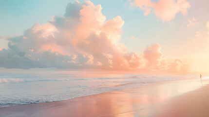 Fototapeta premium Stunning Sunset Over a Tranquil Beach