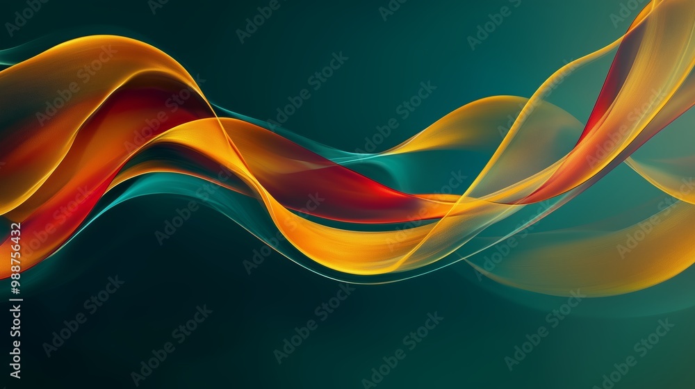 Poster abstract colorful waves flowing gracefully over a dark background, creating a sense of movement and 