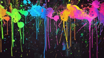 Fototapeta premium A background with neon splashes and drips in vibrant colors 
