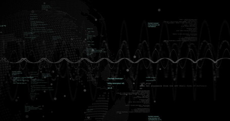 Image of digital data processing over network of connections and globe
