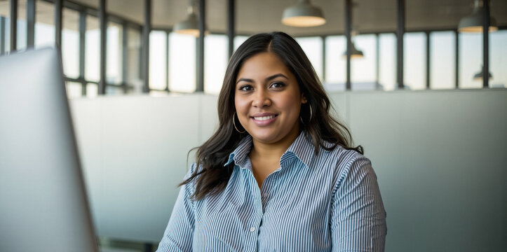 new leadership at the workplace, optimism and complacency, gen z quality assurance specialist in action, frosted glass divider, vignette background at late afternoon, banner design portrait