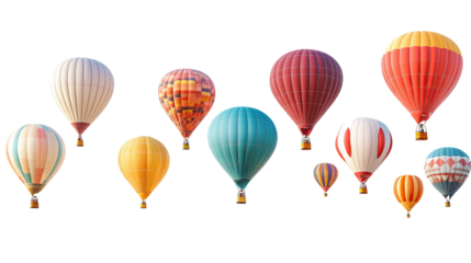 Colorful hot air balloons floating in the sky, offering a fun adventure in transportation and flight