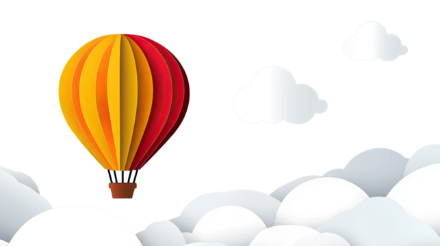 Colorful hot air balloons flying in the sky, creating a sense of adventure and freedom among the clouds