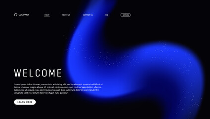 Abstract wave futuristic design of landing page. retro gradient mesh website design