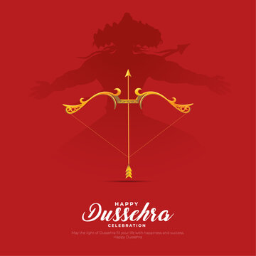 Happy Dussehra Vector Design. Lord Rama killing Ravana in Dussehra,Vijayadashami. Dussehra Poster Design Vector Illustration. Festival of India.