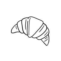 Croissant doodle drawing. Vector illustration with french pastry croissant. 