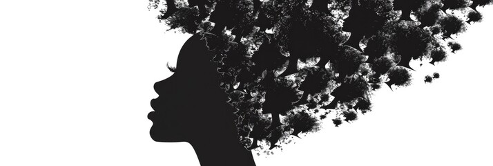Group Of Black Girls. Female Silhouette Profile of African-American Women in Empowering Social Network Community