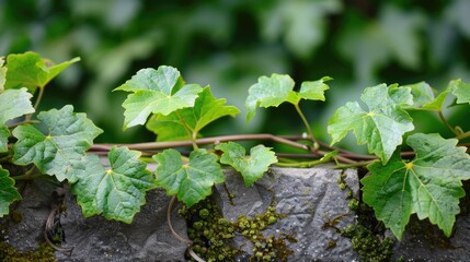 Obraz premium Growing Vines. Green Leaves of Fresh Plant in Nature Environment