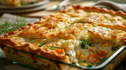 Golden Brown Chicken Pot Pie with Flaky Crust