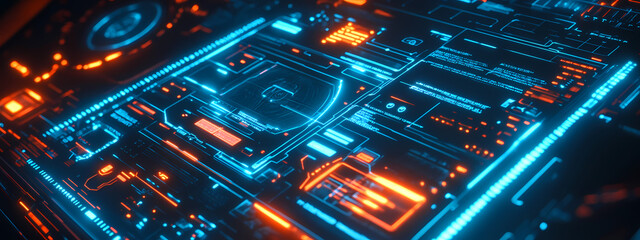 Fototapeta premium Futuristic Digital Interface with Holographic Elements