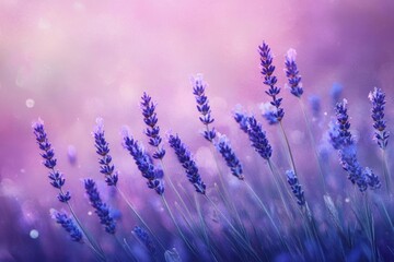 Obraz premium Lavender field with lavender flowers and plants background scene lavender field.