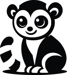 Cute Loris Black and White Illustration
