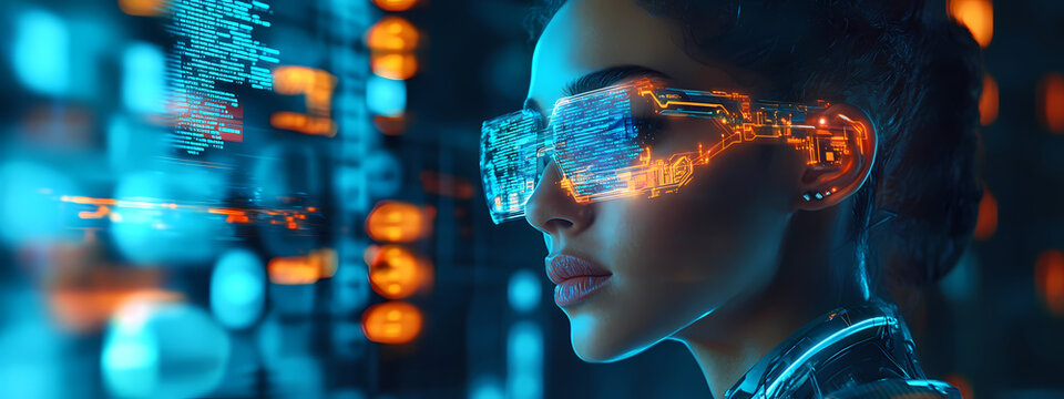 Neon-Lit Hacker Manipulating Digital Codes