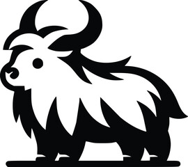 Cute Takin Black and White Illustration