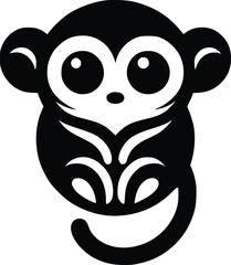 Charming Black and White Illustration of a Tarsier