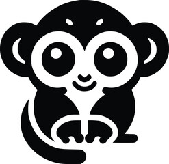 Cute Tarsier Black and White Illustration