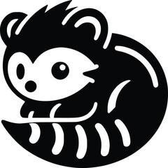 Cute Tenrec Black and White Illustration