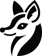 Cute Aardwolf Black and White Illustration