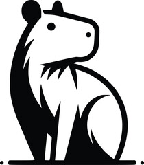 Charming Black and White Illustration of a Capybara