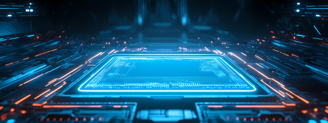 Futuristic futuristic, holographic, interface, blue, light, digital, lines, cybernetic, atmosphere, rectangular, display, high-tech, technology, sleek, edges, technologicaHolographic Interface Display