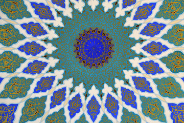 Chorsu bazaar in Shakhrisabz. Ceiling decoration. Uzbekistan