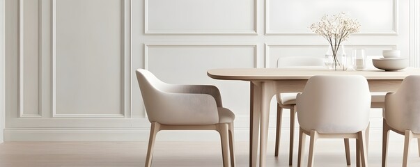 Fototapeta premium Elegant High-End Dining Room Interior Design - Refined Luxury and Timeless Charm in a Sophisticated Space with Polished Finishes