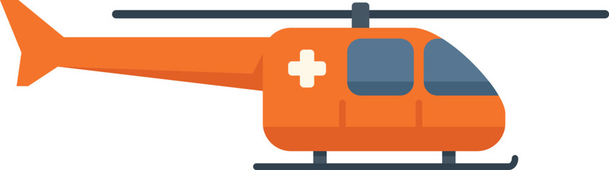 Obraz premium Orange helicopter transporting patient, providing emergency medical services