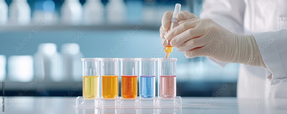 Poster cutting-edge research - scientists conducting advanced hydration tests in a high-tech laboratory wit