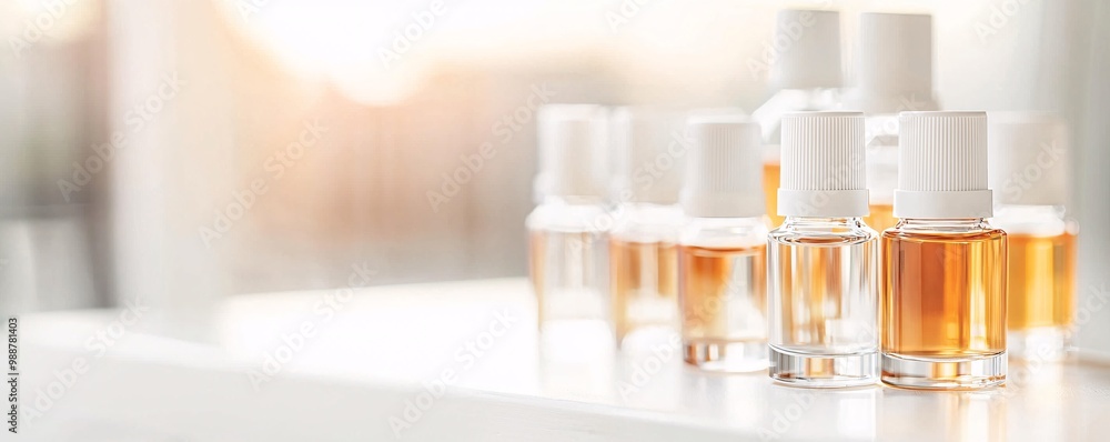 Poster laboratory testing for efficacy - clean environment with glowing vials and in-depth research on inno
