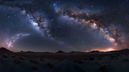 Fototapeta premium Milky Way Over Desert Landscape - Astrophotography
