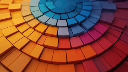 Obraz premium 3D radial financial data visualization, with layers of data flowing outward from the center, showcasing profit margins and key metrics