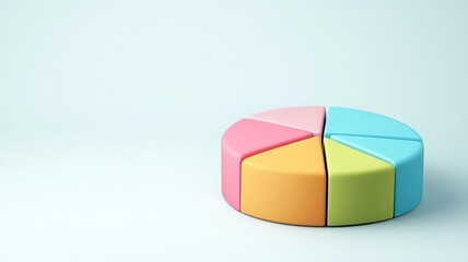 Obraz premium 3D circular financial pie chart, with vibrant segments separating net income, expenses, and operational costs in a clean, futuristic design
