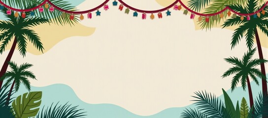 Fototapeta premium a tropical background with palm trees and a beach
