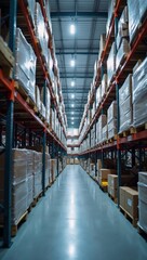 Fototapeta premium A large warehouse filled with lots of boxes.