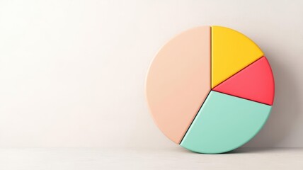 Fototapeta premium 3D circular financial pie chart, with vibrant segments separating net income, expenses, and operational costs in a clean, futuristic design