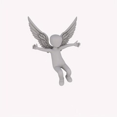 Obraz premium A 3D rendering of an angel with wings.