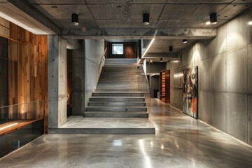 Modern indoor lighting setup in a concrete made ceiling