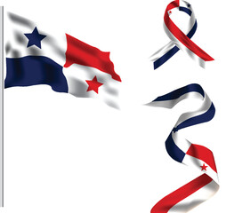 Panama flag realistic illustration isolated on a transparent background