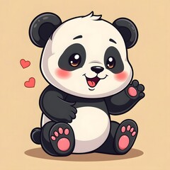 Cute Playful Panda Chibi Vector Illustration Kawaii Design
