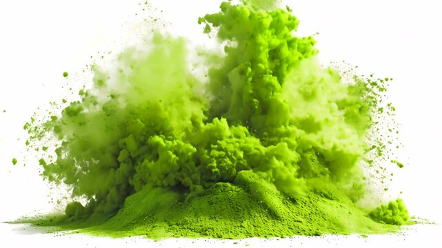 Lime green powder explosion creating vibrant cloud effects at a creative outdoor event