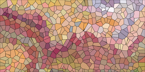  Abstract Seamless Multicolor Broken Stained-Glass Geometric Retro Tiles Pattern and Quartz Crystal Voronoi Diagram Background for Website, Fabric Printing, Brochures, Luxury/Premium Packaging