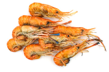 Grilled shrimp on a white background. Seafood. Natural symptoms