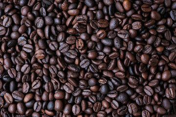 Roasted coffee beans for background