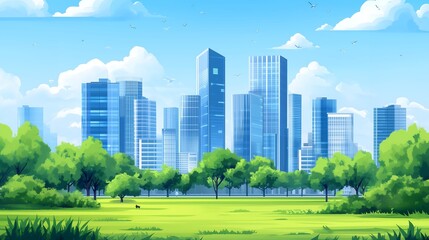 Obraz premium city landscape with trees illustrate genarative ai