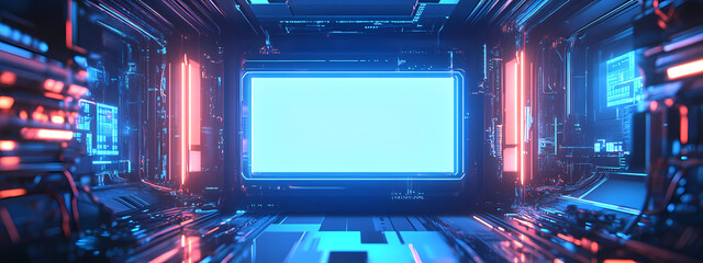 Obraz premium High-Tech Transparent Display with Digital Flow