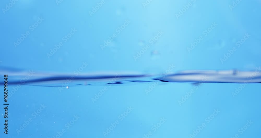 Poster fluid motion in nature: macro view of blue water waves creating smooth ripples