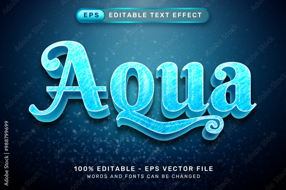 Poster aqua 3d text effect and editable text effect