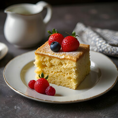 Sponge cake on a palate