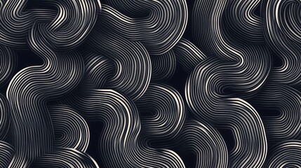 Modern Abstract Vibrant Seamless Background with Dynamic Curves and Lines in Monochrome Tones