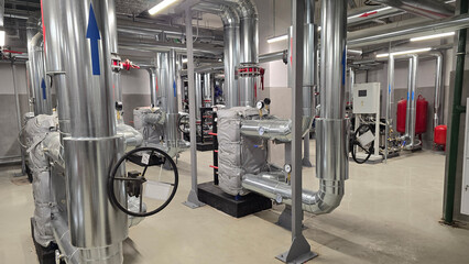 Pipes and valve for pumping water and heating elements with pressure and water temperature sensors...